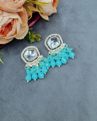Hexagonal Mirror Ethnic Statement Tops with Teardrop Drops