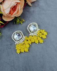 Hexagonal Mirror Ethnic Statement Tops with Teardrop Drops