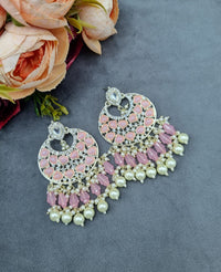 Handcrafted Chandbali Earrings with Faux Pearl & Bead Drops