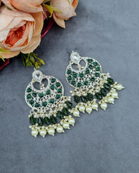 Handcrafted Chandbali Earrings with Faux Pearl & Bead Drops