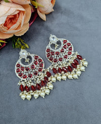 Handcrafted Chandbali Earrings with Faux Pearl & Bead Drops