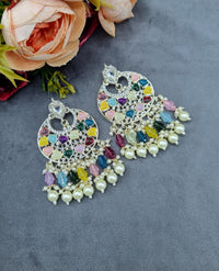 Handcrafted Chandbali Earrings with Faux Pearl & Bead Drops