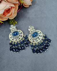 Statement Chandbali Dangle Earrings with Crystal Accents & Faceted Bead Drops