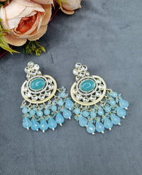 Statement Chandbali Dangle Earrings with Crystal Accents & Faceted Bead Drops