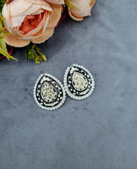 Elegant Meenakari Floral Teardrop Post Earrings
