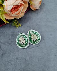 Elegant Meenakari Floral Teardrop Post Earrings