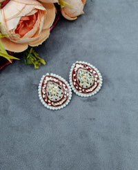 Elegant Meenakari Floral Teardrop Post Earrings