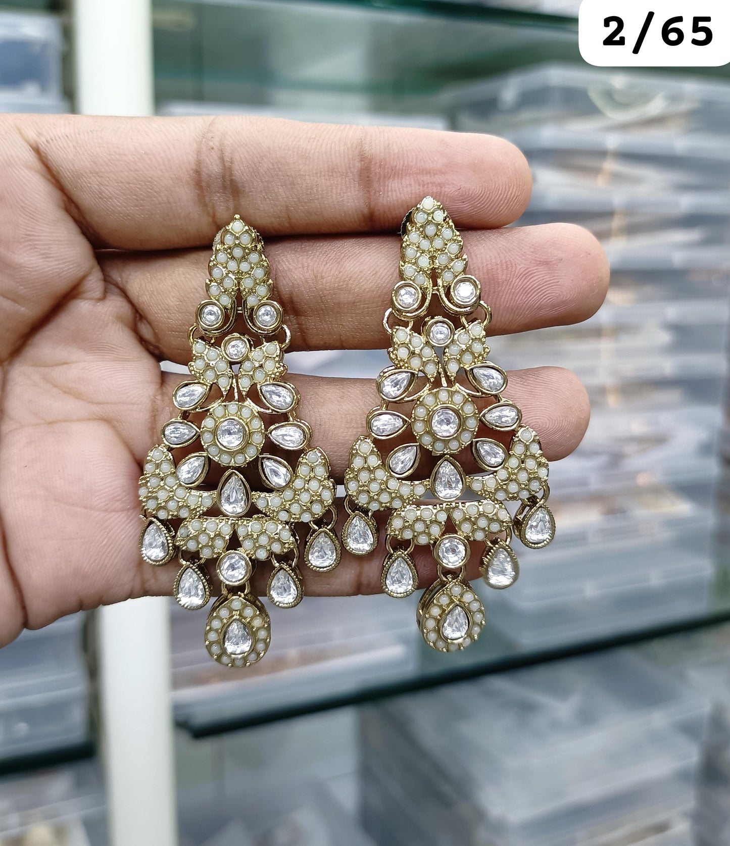 Royal Chandelier Earrings Antique Gold Ethnic Statement Jewelry