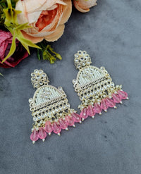 Elegant Crystal & Seed-Pearl Statement Dangler Earrings