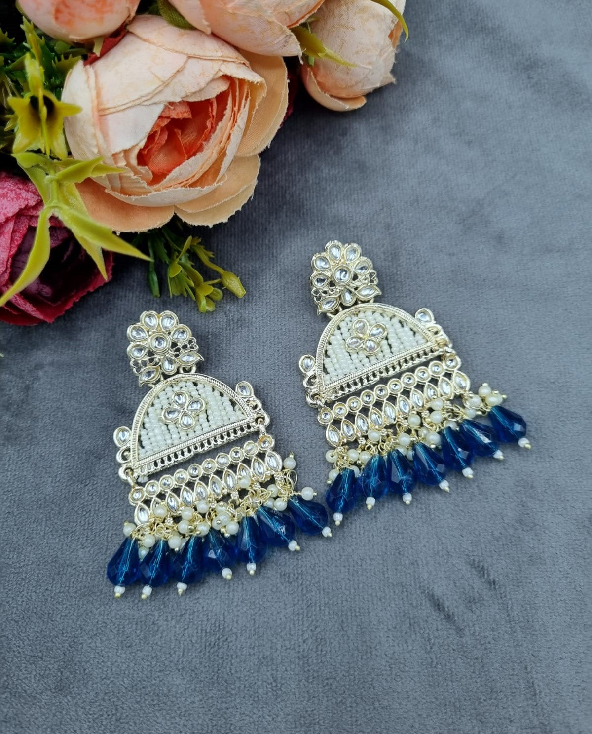 Elegant Crystal & Seed-Pearl Statement Dangler Earrings