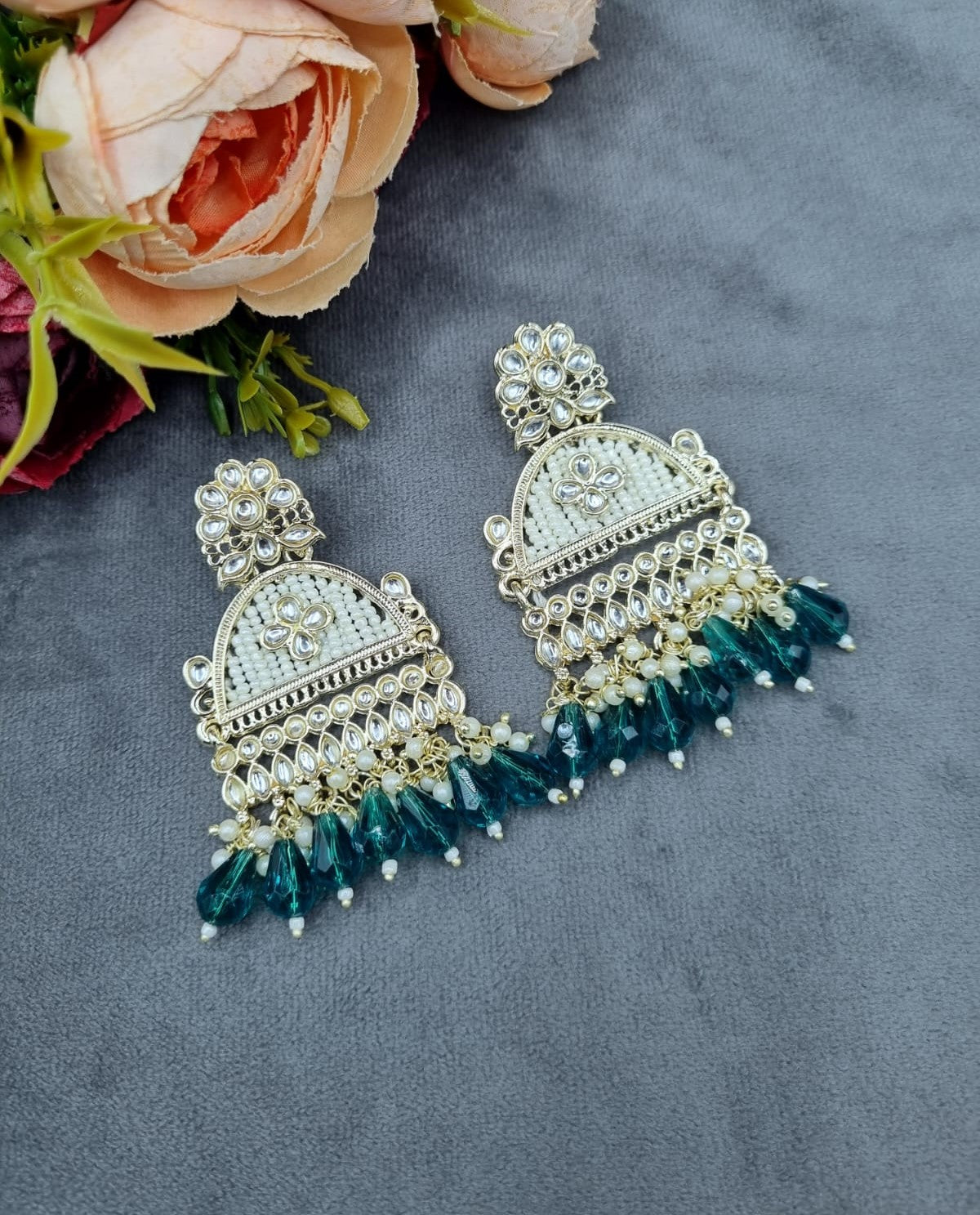 Elegant Crystal & Seed-Pearl Statement Dangler Earrings