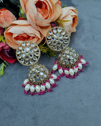 Statement Ethnic Jhumka Earrings with Beaded Pearl Fringe