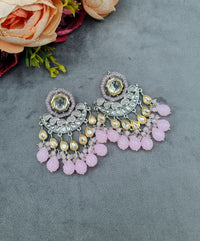 Mirror Work Ethnic Chandbali Drop Earrings
