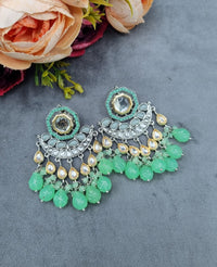Mirror Work Ethnic Chandbali Drop Earrings