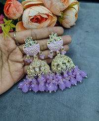 Handcrafted Meenakari Dome Jhumki Earrings with Crystal & Beaded Drop Accents