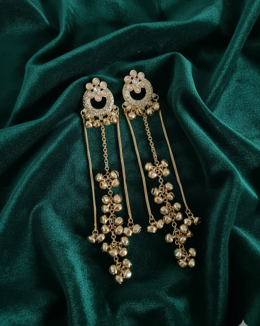 Traditional Kashmiri Ghungroo With Long Chain Drop Earrings For Woman