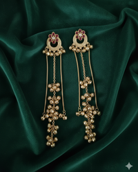 Traditional Kashmiri Ghungroo With Long Chain Drop Earrings For Woman