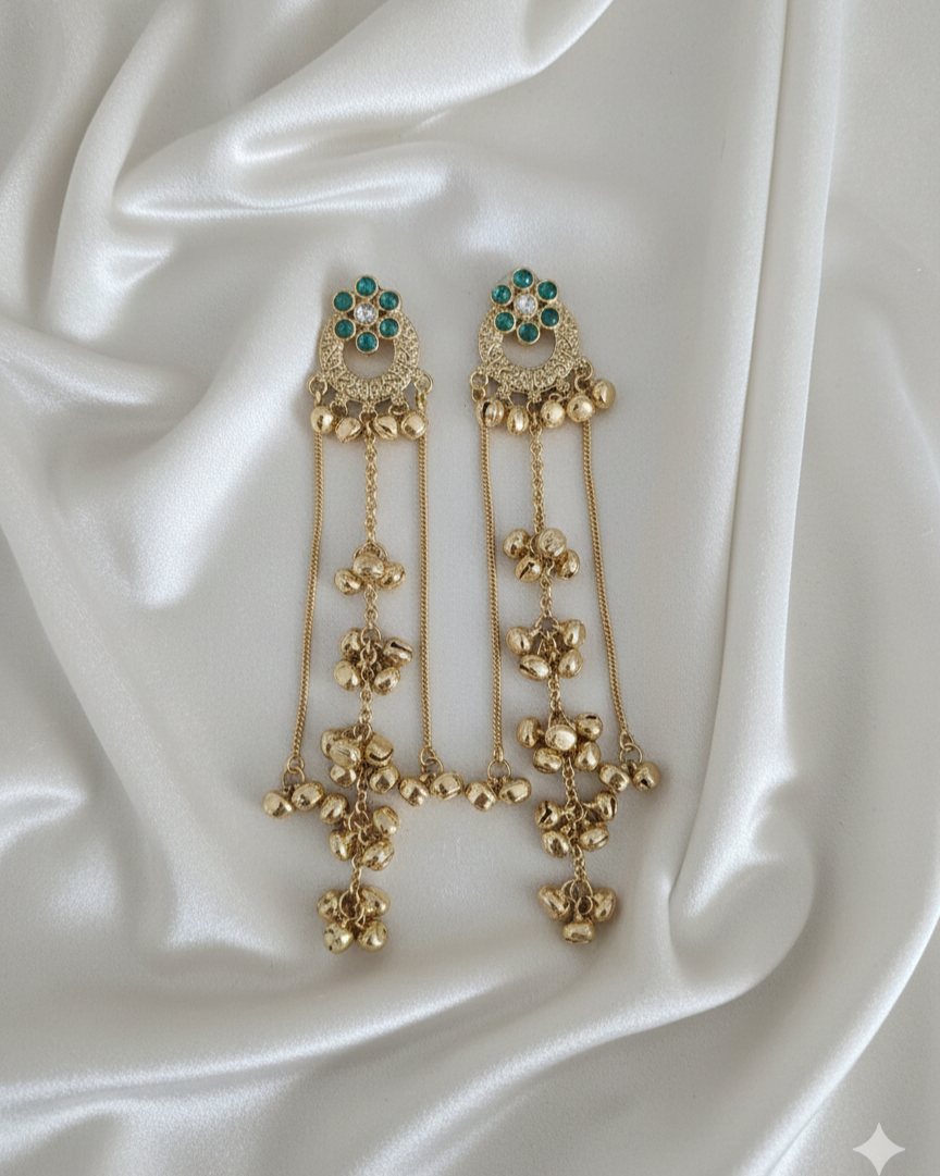 Traditional Kashmiri Ghungroo With Long Chain Drop Earrings For Woman