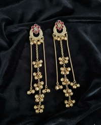 Traditional Kashmiri Ghungroo With Long Chain Drop Earrings For Woman
