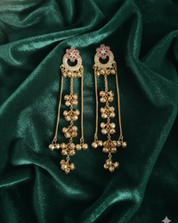Traditional Kashmiri Ghungroo With Long Chain Drop Earrings For Woman