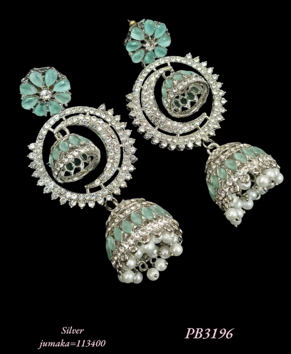 Traditional CZ Jhumka Earrings with Floral Stud Design – Lucentemarket