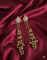 Antique Gold Kashmiri Ghungroo With Long Chain Drop Earrings For Woman & Girls