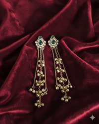 Antique Gold Kashmiri Ghungroo With Long Chain Drop Earrings For Woman & Girls
