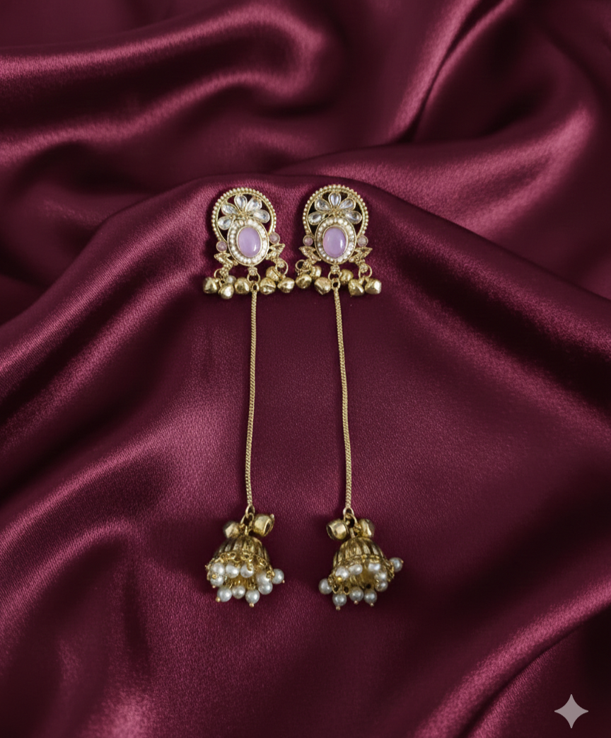 Royal Kashmiri Ghungroo with Chain Drop Dangles Earrings For Woman