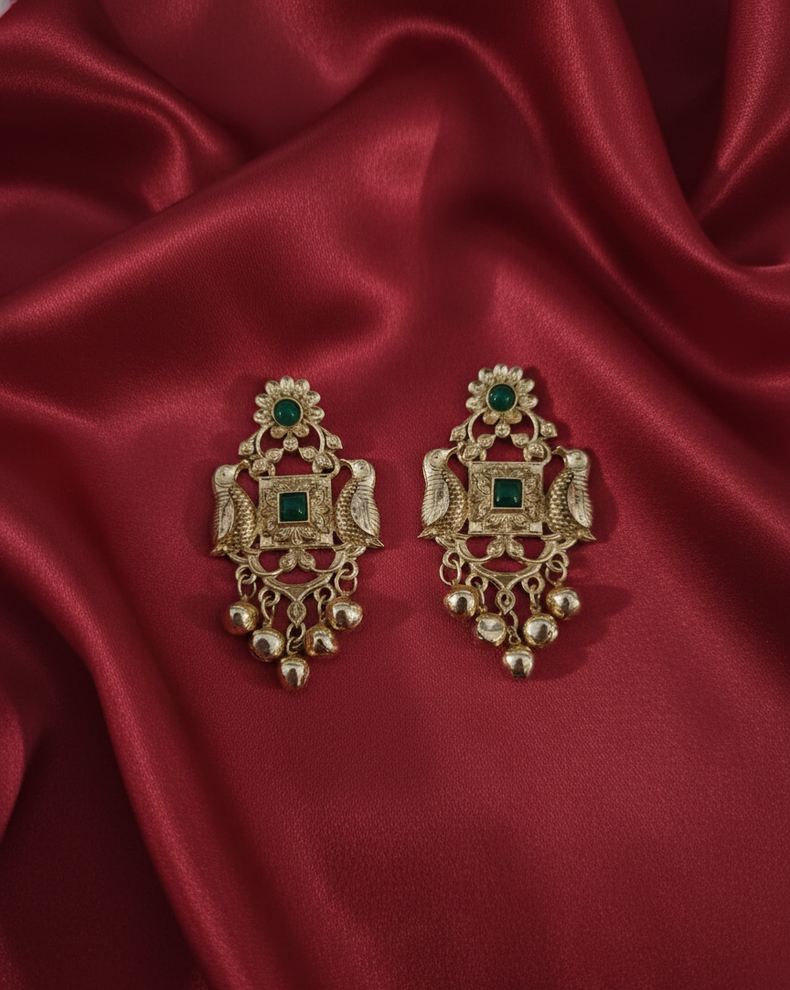 Traditional Gold Kashmiri Ghungroo Drop Earrings For Woman & Girls