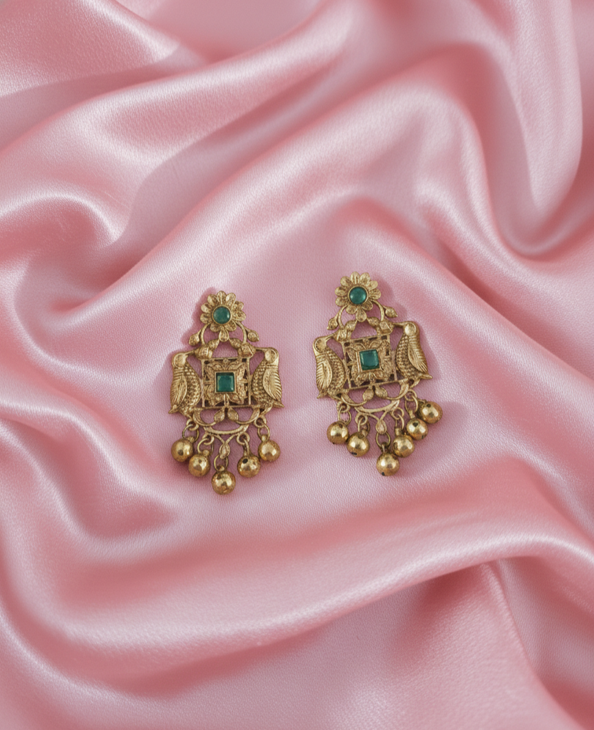 Traditional Gold Kashmiri Ghungroo Drop Earrings For Woman & Girls