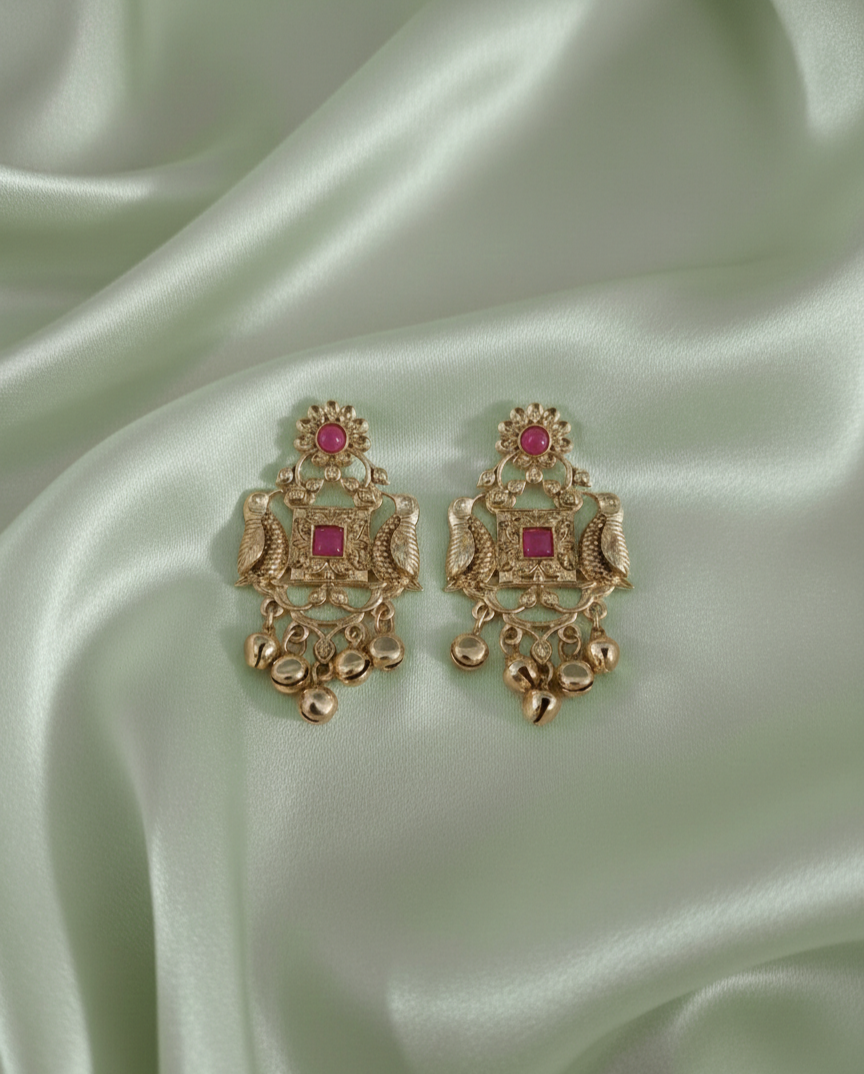 Traditional Gold Kashmiri Ghungroo Drop Earrings For Woman & Girls