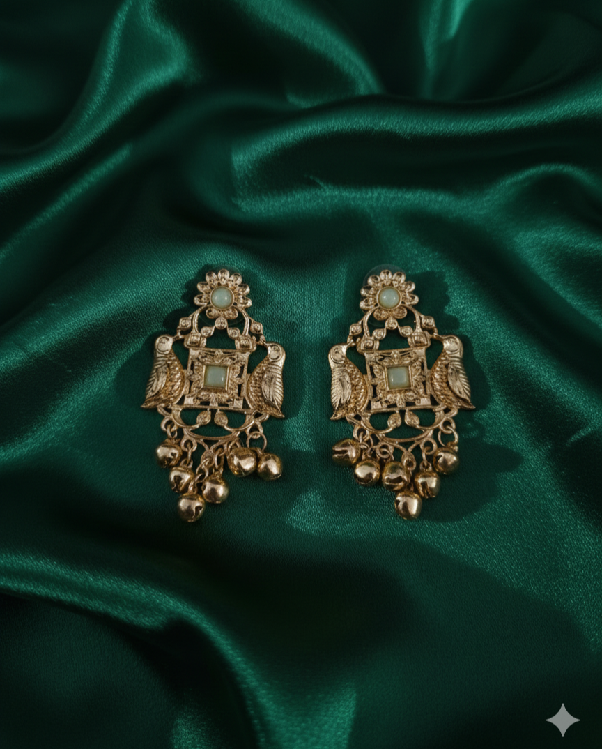Traditional Gold Kashmiri Ghungroo Drop Earrings For Woman & Girls