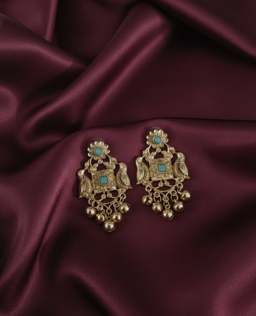 Traditional Gold Kashmiri Ghungroo Drop Earrings For Woman & Girls