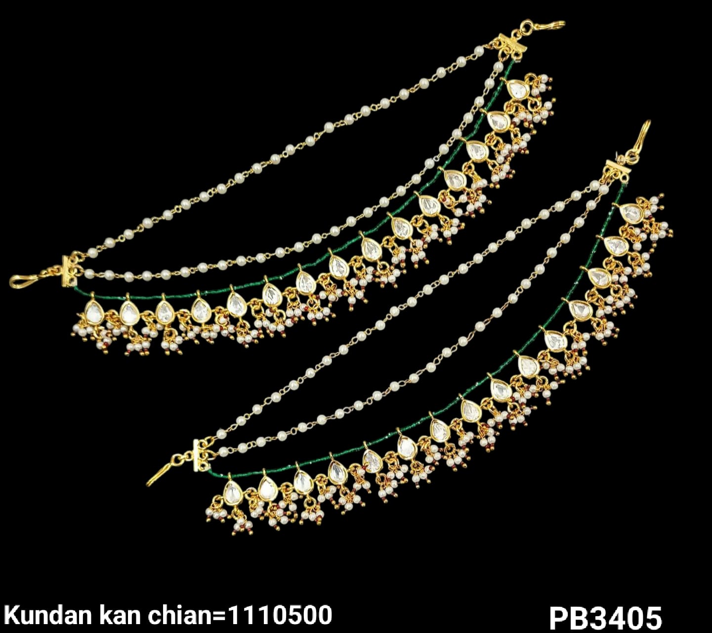 Kundan Gold Plated Long Ear Chain Earring