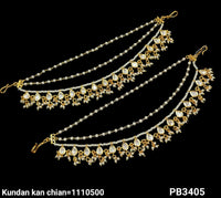 Kundan Gold Plated Long Ear Chain Earring