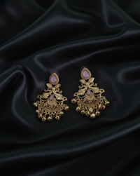 Kashmiri Antique Gold Earrings Ghungroo Drops For Woman & Girls