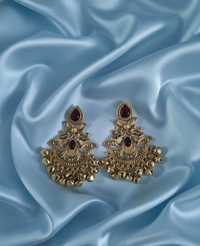 Kashmiri Antique Gold Earrings Ghungroo Drops For Woman & Girls
