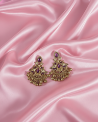 Kashmiri Antique Gold Earrings Ghungroo Drops For Woman & Girls
