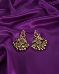Kashmiri Antique Gold Earrings Ghungroo Drops For Woman & Girls