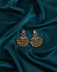 Kashmiri Antique Gold Earrings Ghungroo Drops For Woman & Girls