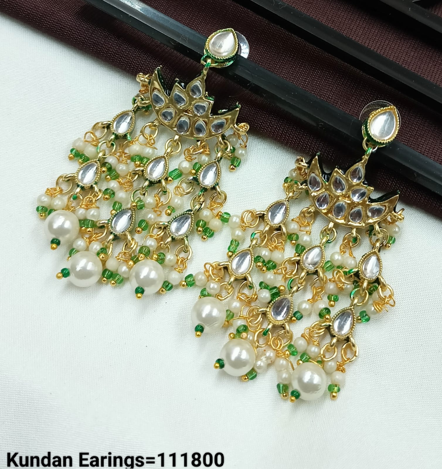 Elegant CZ Pearl Drop Earrings with Green Bead Accents – Lucentemarket