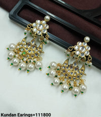 Traditional Crescent CZ Stone Earrings with Pearl and Bead Accents