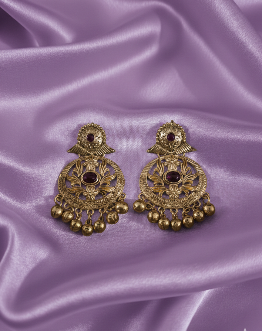 Traditional Gold Kashmiri Ghungroos Drop Earrings