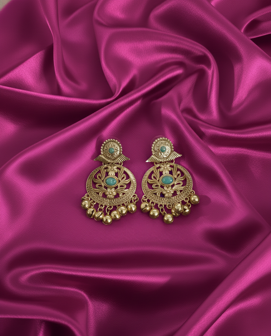 Traditional Gold Kashmiri Ghungroos Drop Earrings