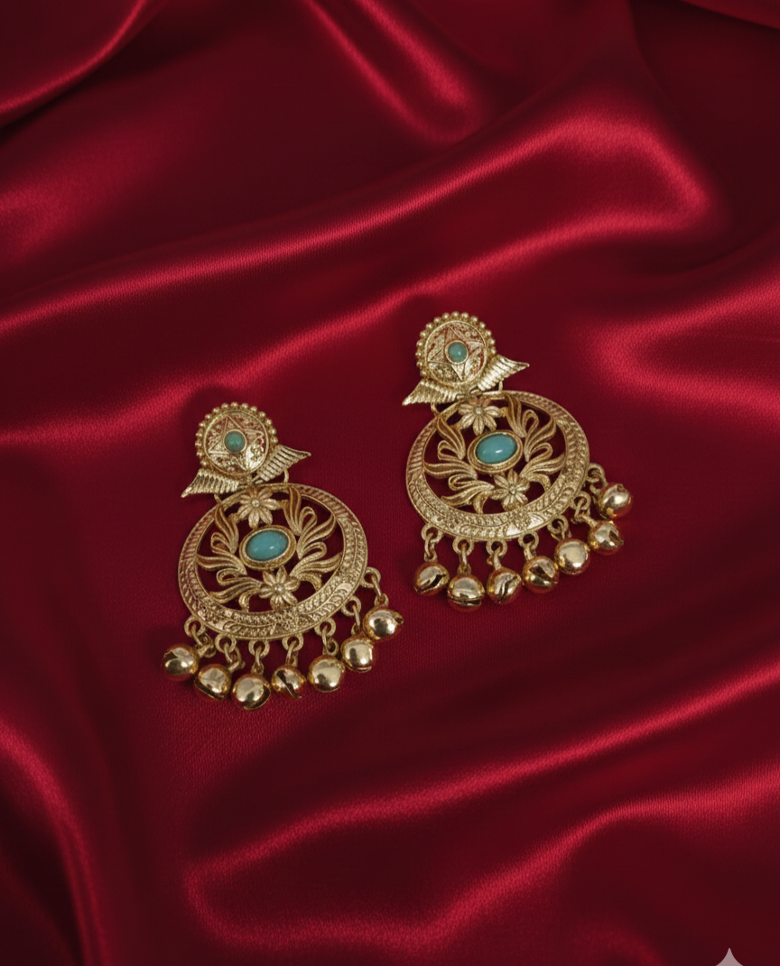 Traditional Gold Kashmiri Ghungroos Drop Earrings