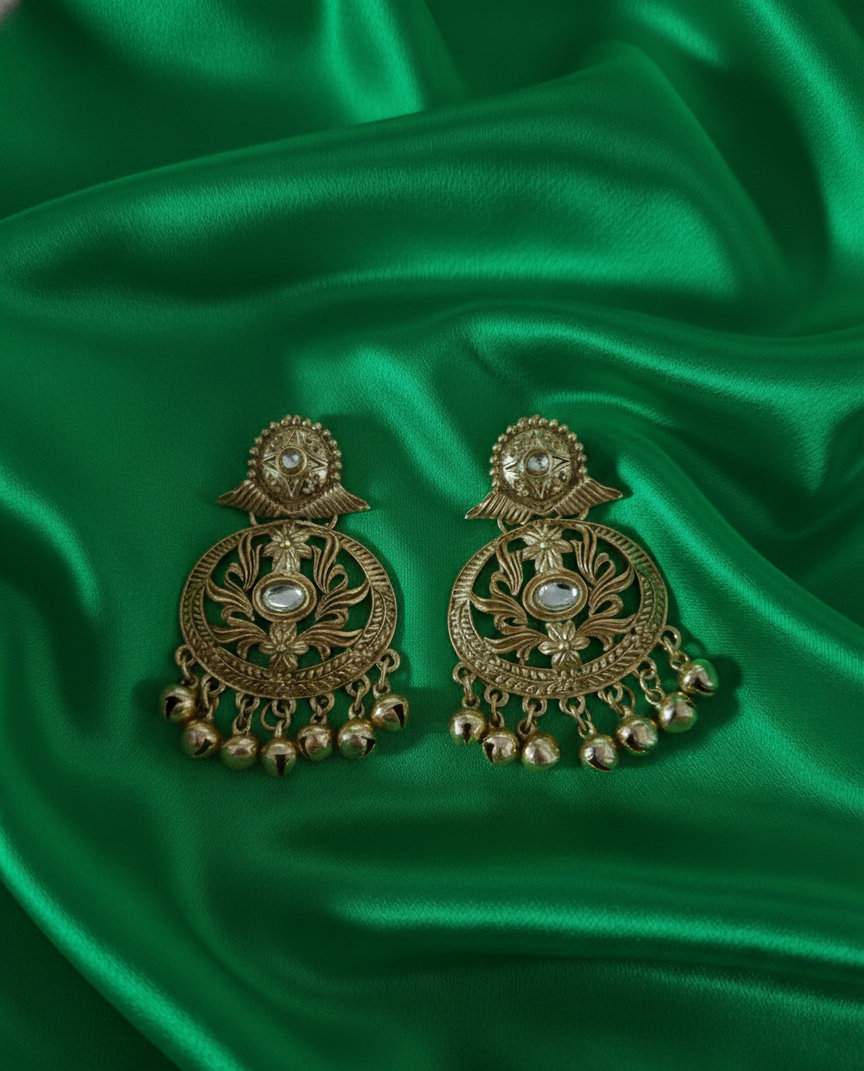 Traditional Gold Kashmiri Ghungroos Drop Earrings