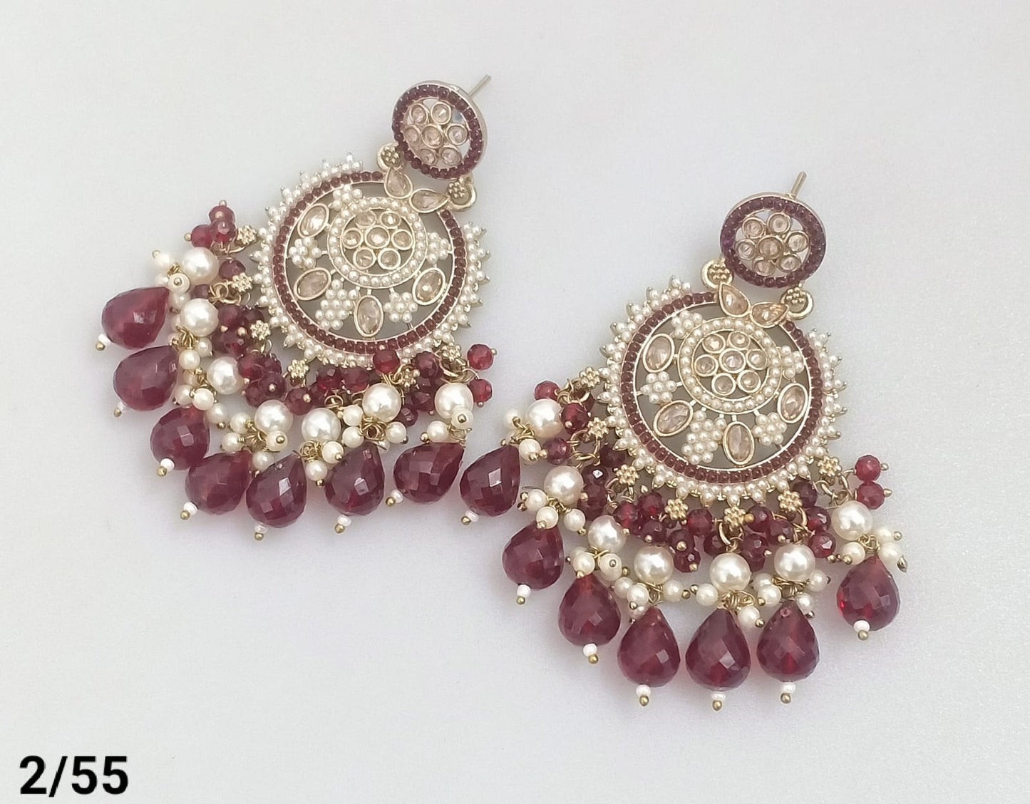 Statement Bridal Earrings – Kundan-Style Design with Layered Drops