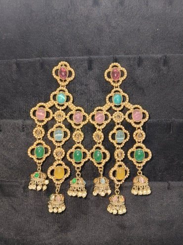 Multy Stone Long Earring