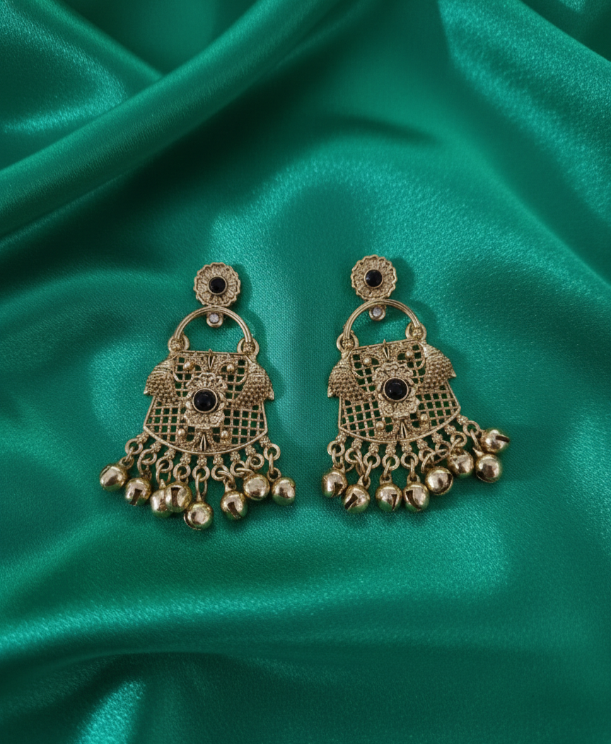 Antique Gold Dangle Drop Ghungroos Earrings For Woman & Girls