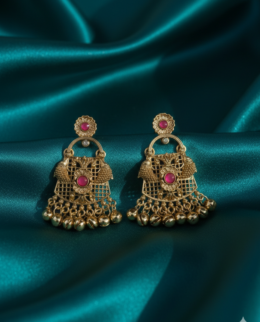 Antique Gold Dangle Drop Ghungroos Earrings For Woman & Girls